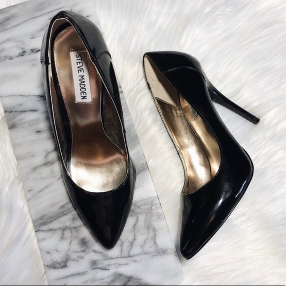 steve madden black patent leather pumps